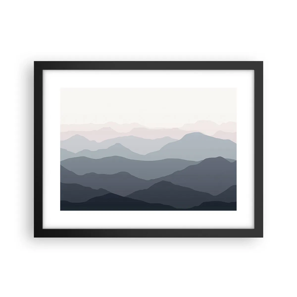 Poster în ramă neagră - Valuri de munți - 40x30 cm