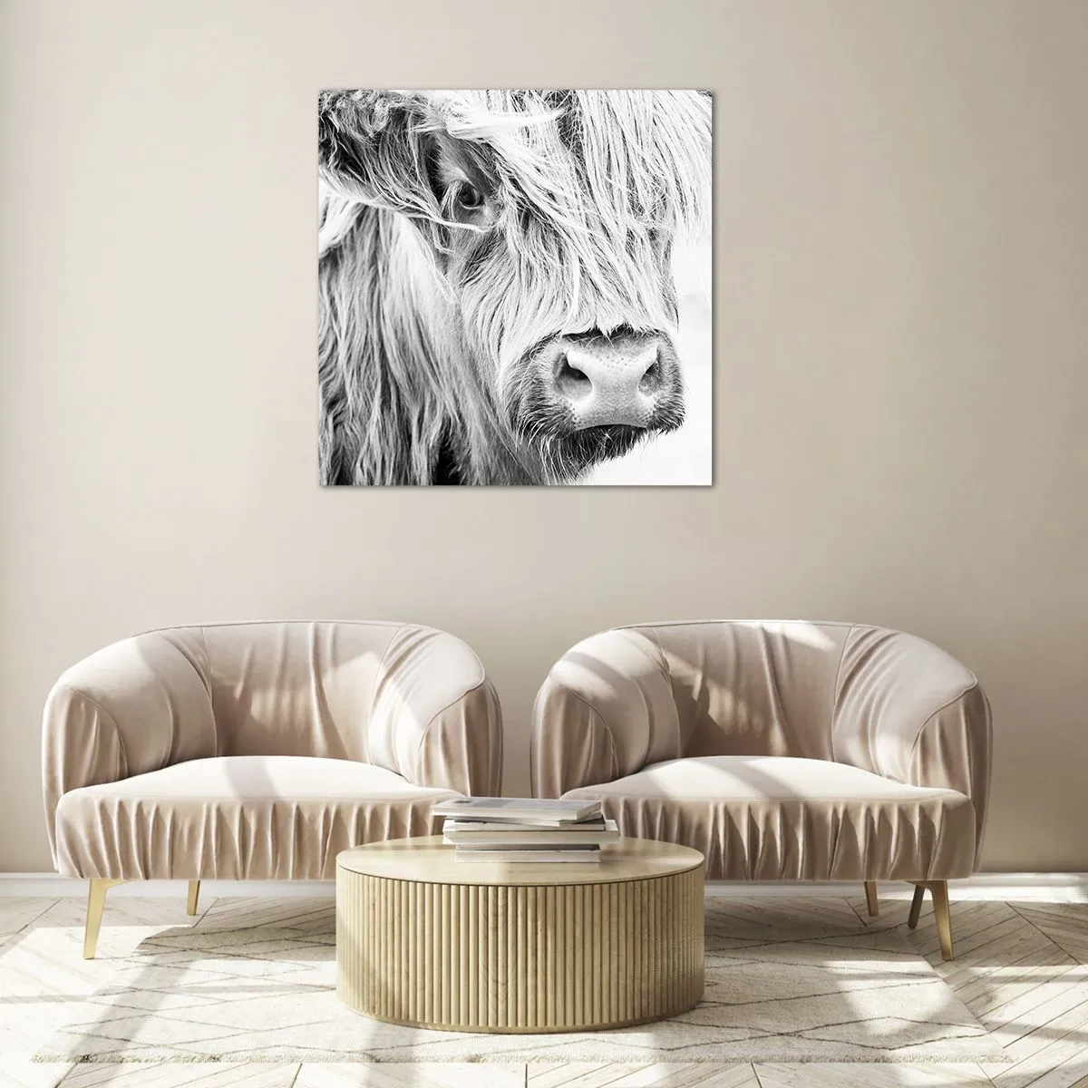 Tablou pe sticlă - Sălbăticie scoțiană - 60x60 cm
