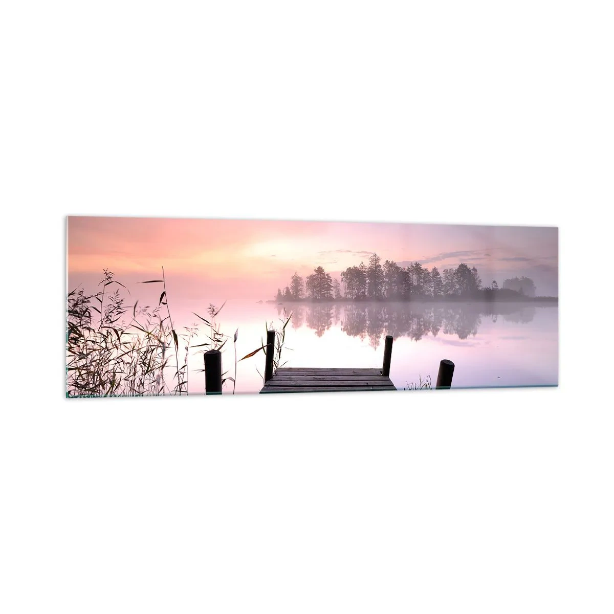 Tablou pe sticlă - Din ceața de liliac... - 160x50 cm