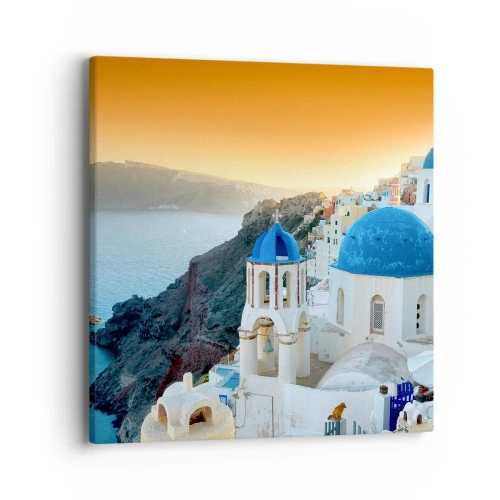 Tablou pe pânză - Santorini - îmbrățișat de stânci - 40x40 cm