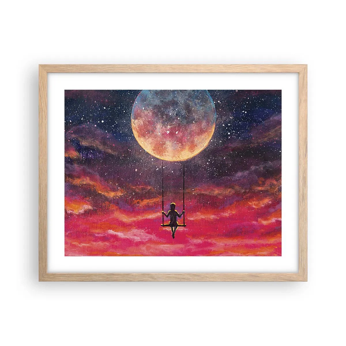 Poster în ramă de stejar deschis - Cu capul în nori - 50x40 cm