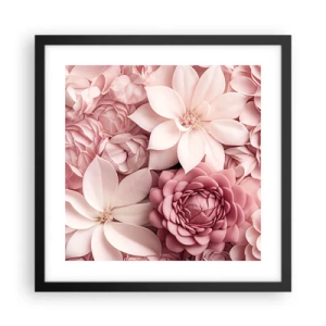 Poster în ramă neagră - În petale roz - 40x40 cm