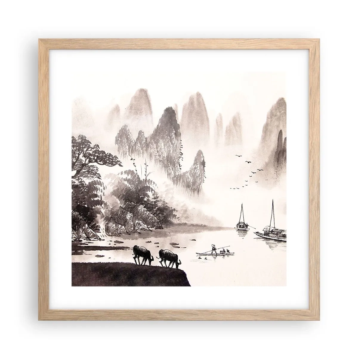 Poster în ramă de stejar deschis - Viața exotică de zi cu zi a Estului - 40x40 cm