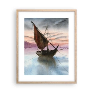 Poster în ramă de stejar deschis - O seară în port - 40x50 cm
