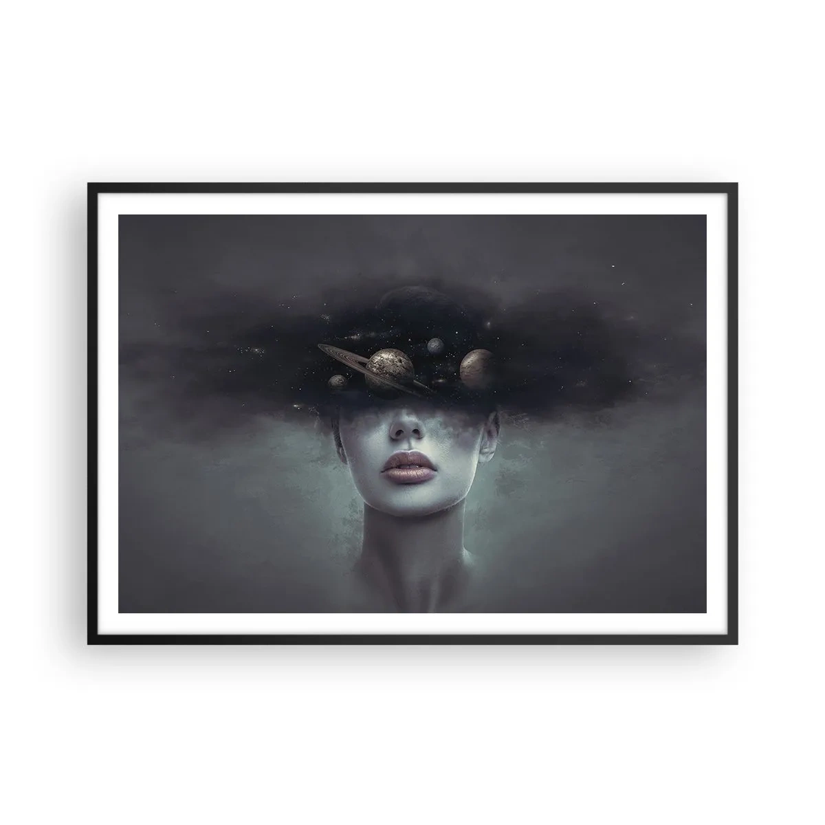 Poster în ramă neagră - Și planetele o iau razna... - 100x70 cm