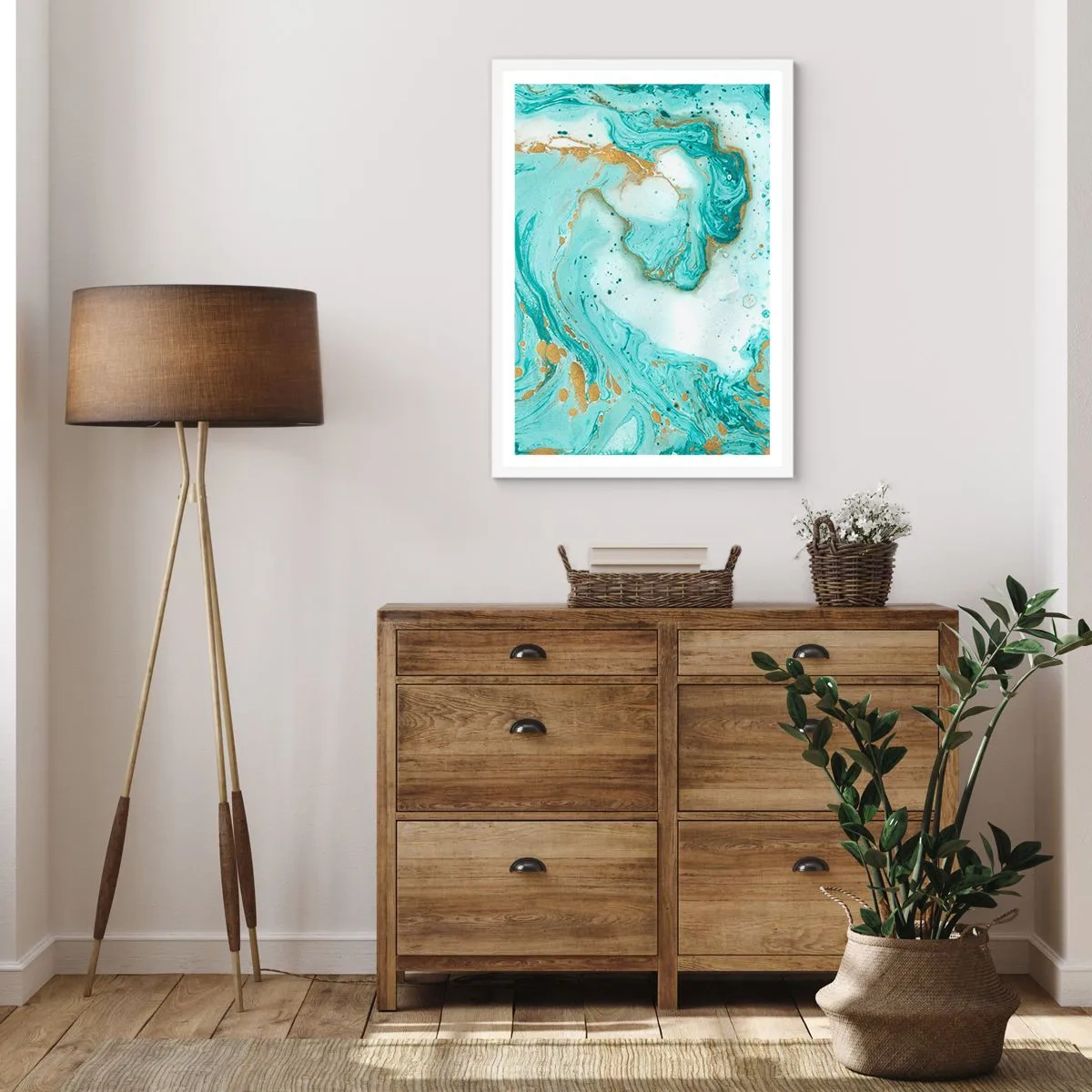 Poster în ramă albă - Sub marele val al perioadei Edo - 70x100 cm