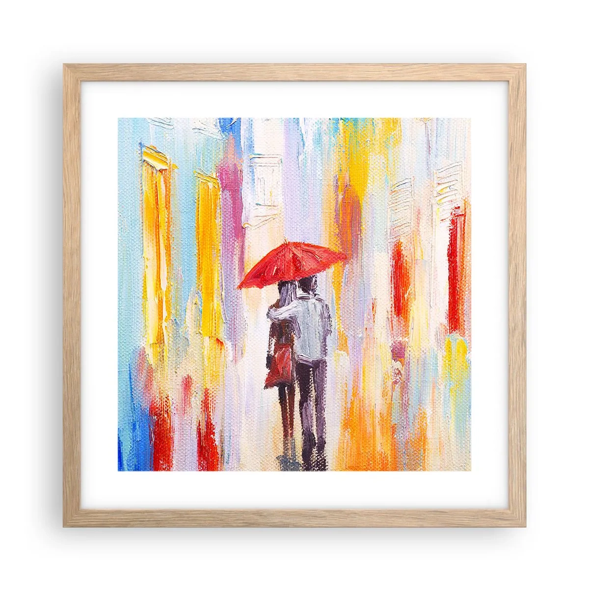 Poster în ramă de stejar deschis - Să plouă în continuare - 40x40 cm