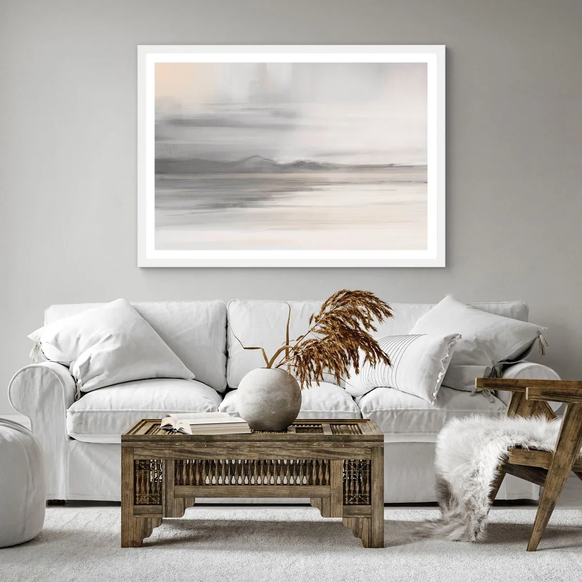 Poster în ramă albă - Gândul îndepărtat - 30x30 cm