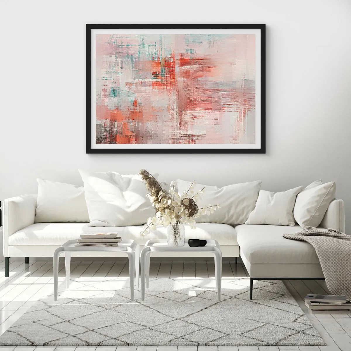 Poster în ramă neagră - În ceață. Dar roz - 100x70 cm