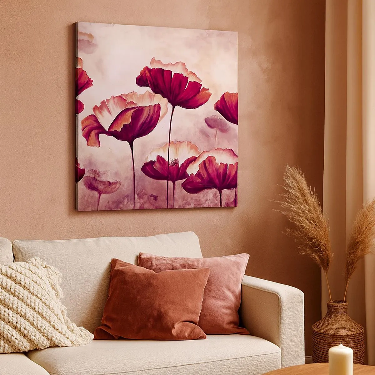 Tablou pe pânză - Fulgi roșii și albi - 30x30 cm