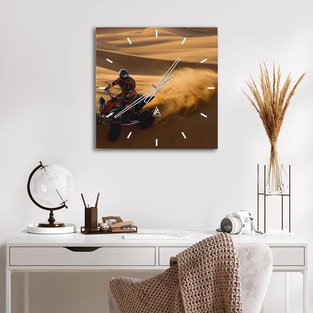 Ceas de perete - Ceas pe sticlă - Pe valuri de nisip - 40x40 cm