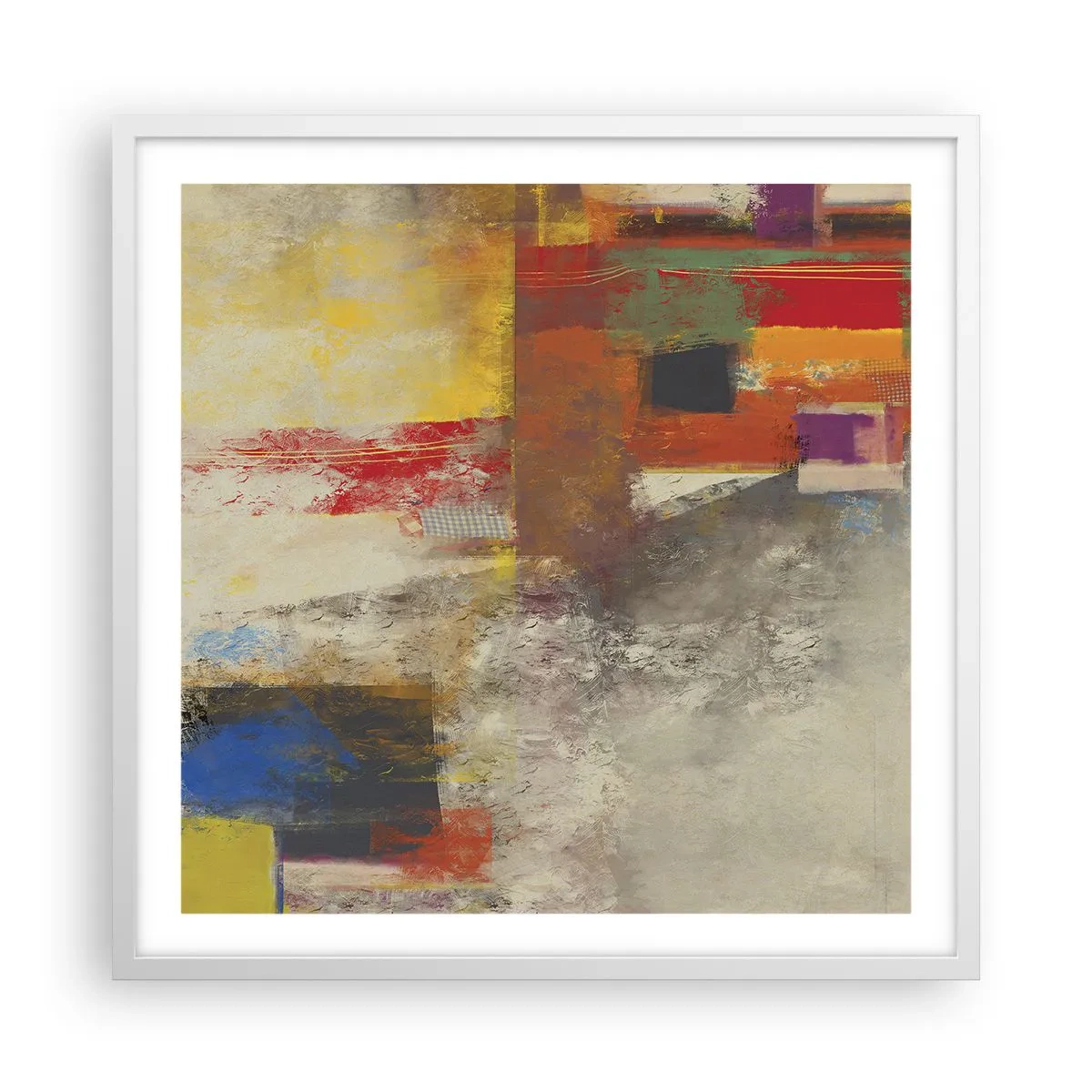 Poster în ramă albă - Geometria culorilor - 60x60 cm