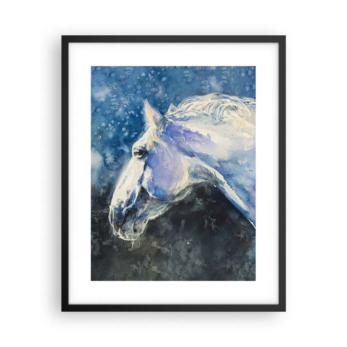 Poster în ramă neagră - Portret într-o strălucire albastră - 40x50 cm