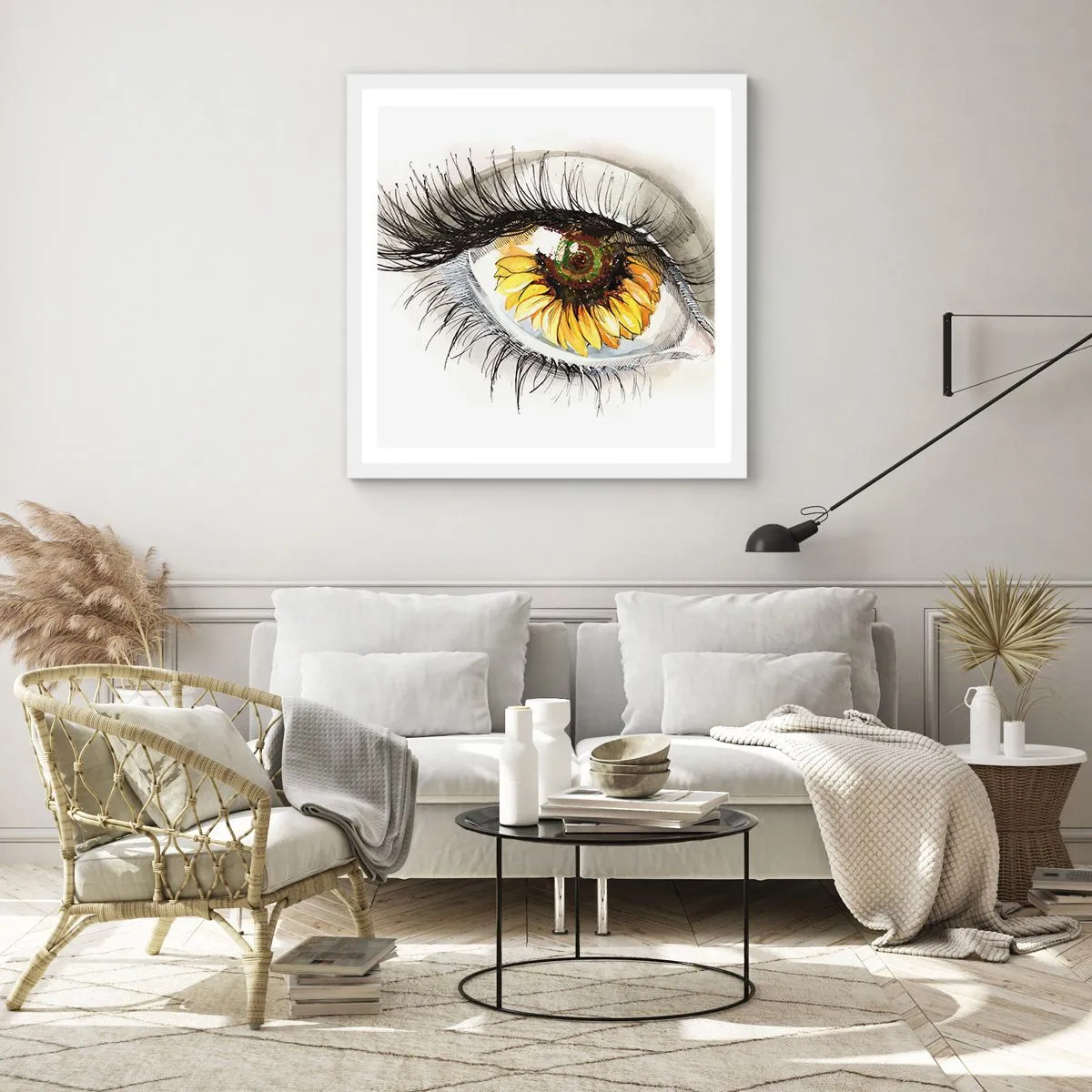 Poster în ramă albă - O privire la fel de fierbinte ca vara - 50x50 cm