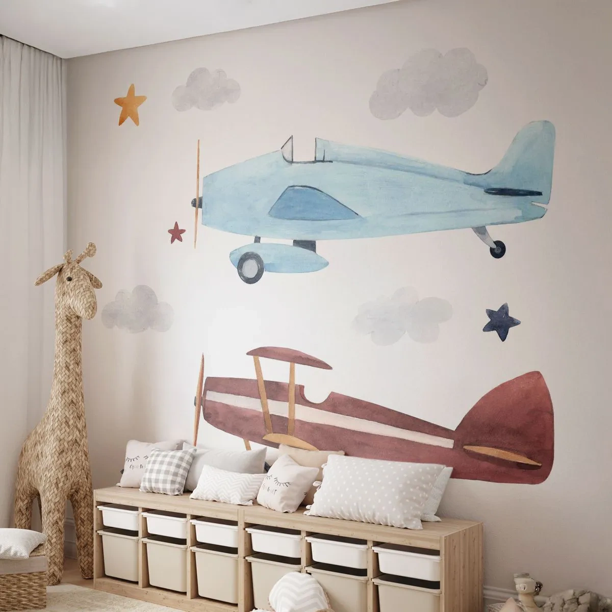 Tapet Premium Sand - Domnule Pilot, vă așteptăm! - Avioane, Retro, Pentru copii - 100x70 cm