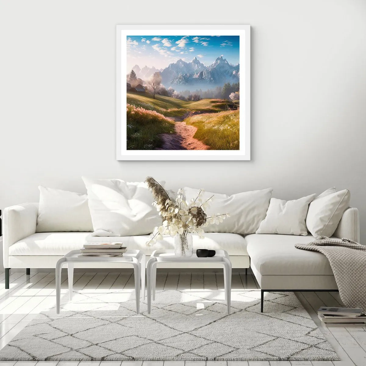 Poster în ramă albă - Valea idilică - 50x50 cm