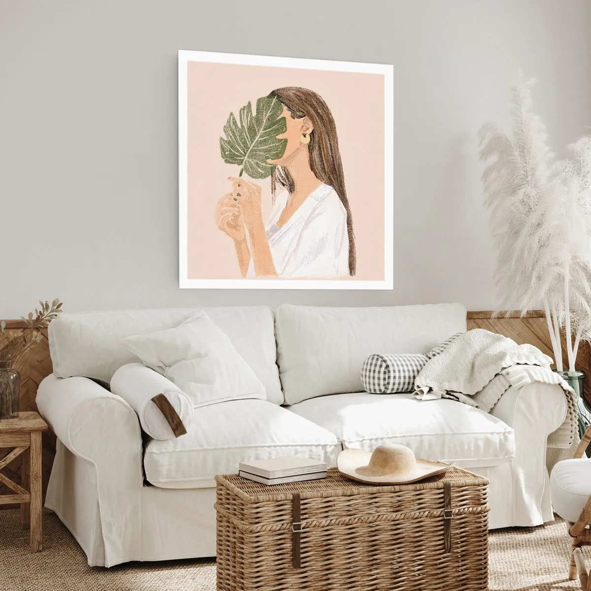 Poster - Portret misterios cu un evantai - 40x40 cm