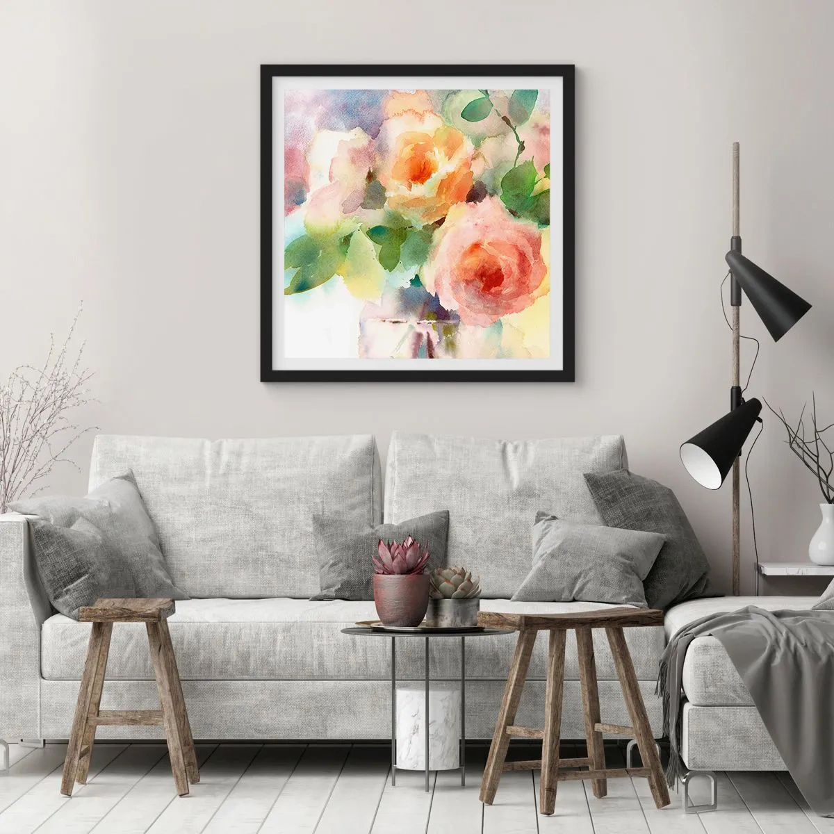 Poster în ramă neagră - Delicat ca o acuarelă - 40x40 cm