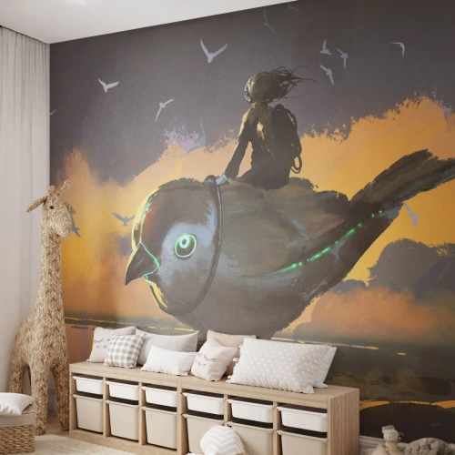 Tapet Standard Eco - O oprire într-o călătorie fantastică - Abstracția, Pasăre, Fantezie - 400x280 cm