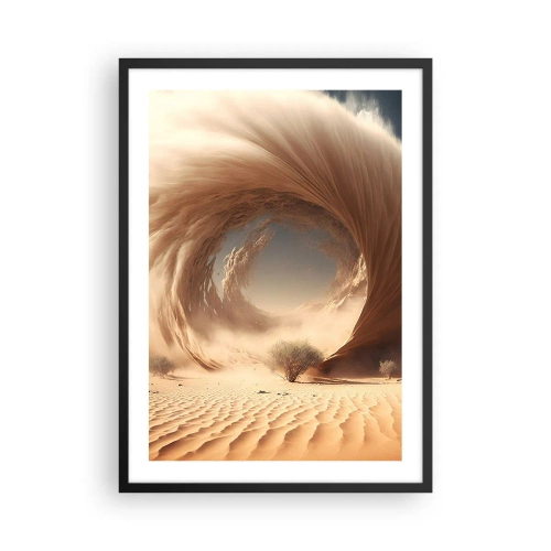 Poster în ramă neagră - Un vârtej fenomenal de nisip în deșert - 50x70cm - Portal deschis - Decorațiune modernă pentru perete pentru living și dormitor ARTTOR