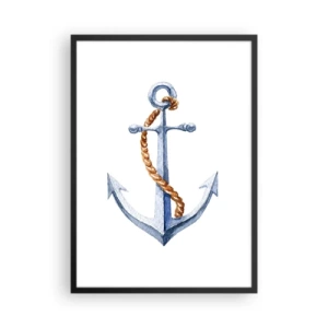 Poster în ramă neagră - Ancoră cu frânghie în stil acuarelă - 50x70cm - Ahoy aventura! - Decorațiune modernă pentru perete pentru living și dormitor ARTTOR