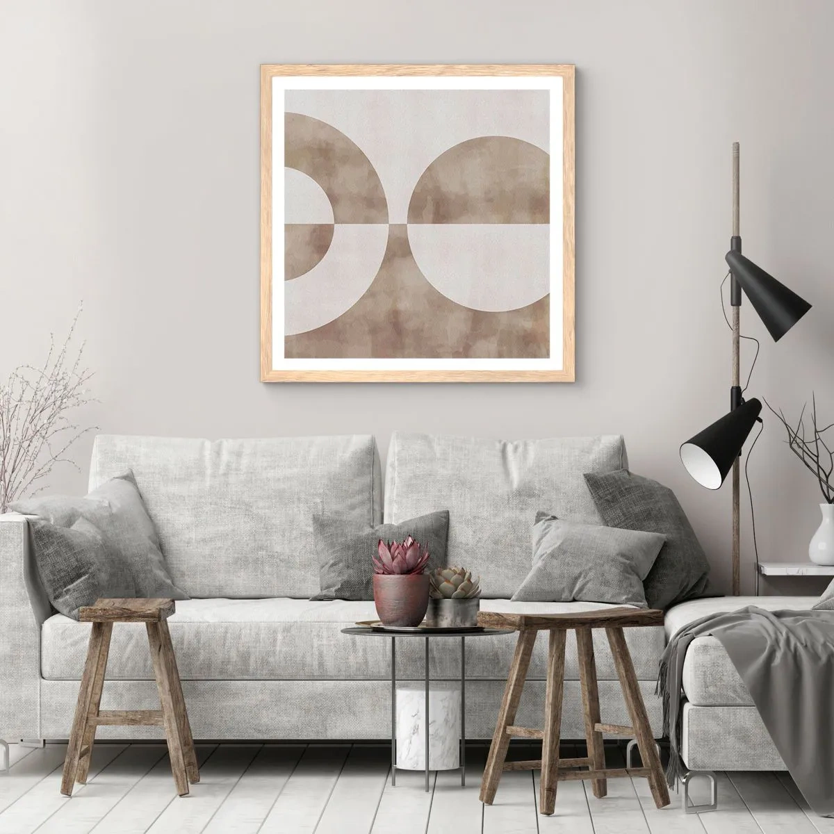 Poster în ramă de stejar deschis - Similitudini și diferențe - 40x40 cm