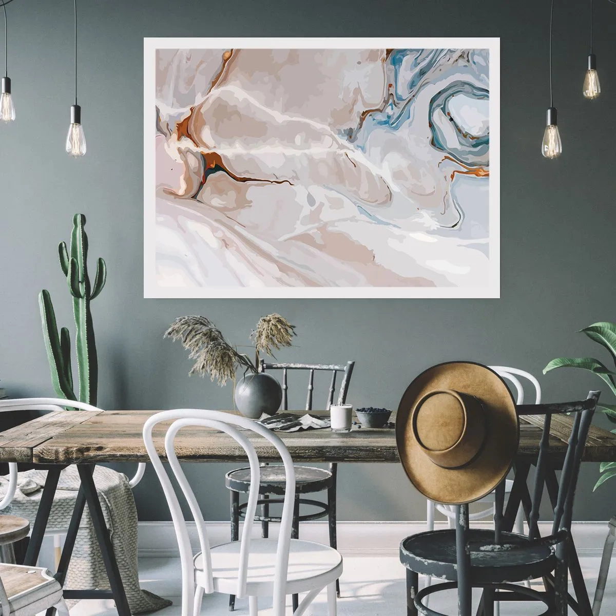 Poster - Meandre albastre sub alb - 70x50 cm