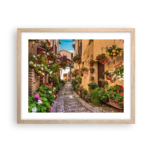 Poster în ramă de stejar deschis - Străduță italiană - 50x40 cm