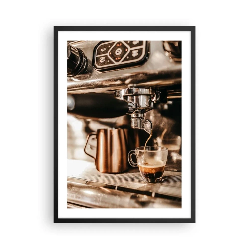 Poster în ramă neagră - Espresso aromat de la espressor - 50x70cm - Strălucirea cafelei - Decorațiune modernă pentru perete pentru living și dormitor ARTTOR