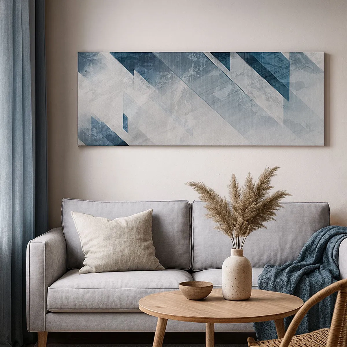 Tablou pe pânză - Compoziția spațială - mișcarea griului - 100x40 cm