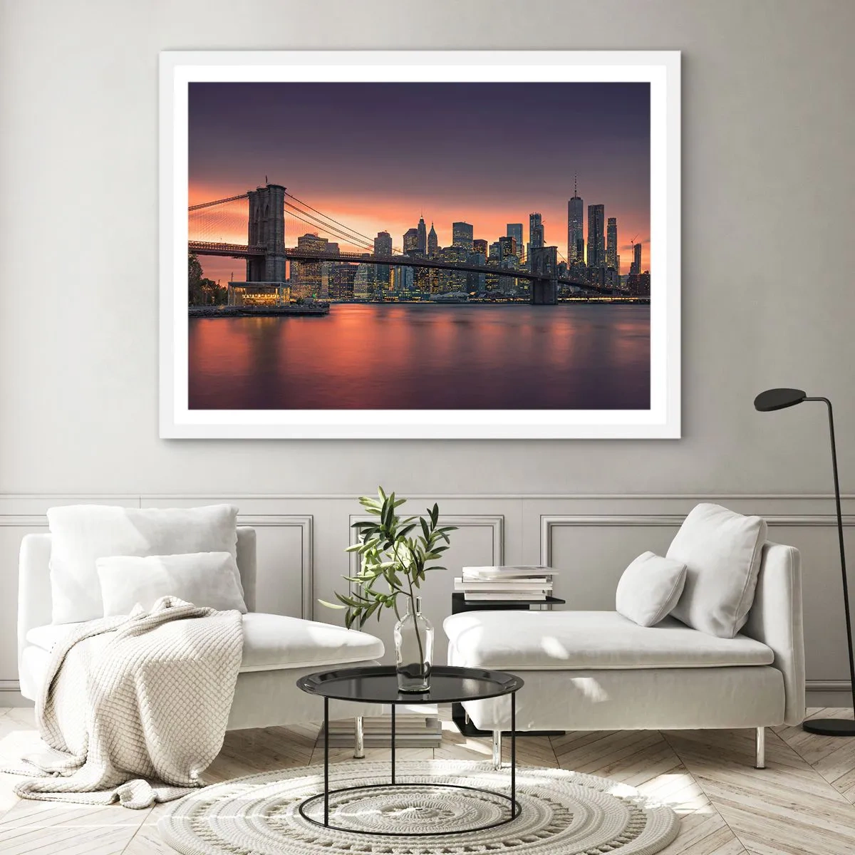 Poster în ramă albă - Scufundate în tăcerea liliachie - 50x40 cm