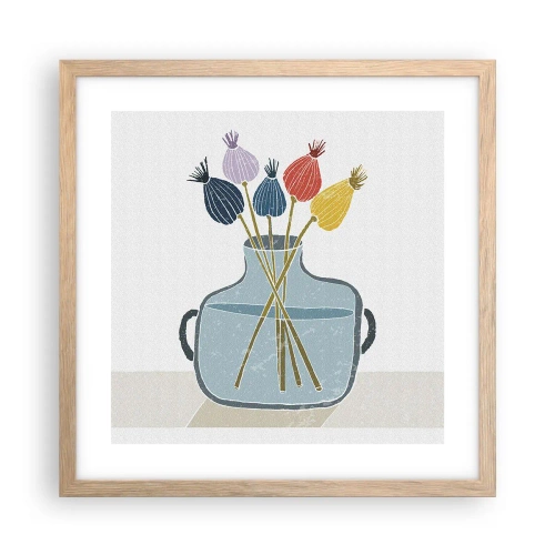 Poster în ramă de stejar deschis - Paparune sau maci? - 40x40 cm