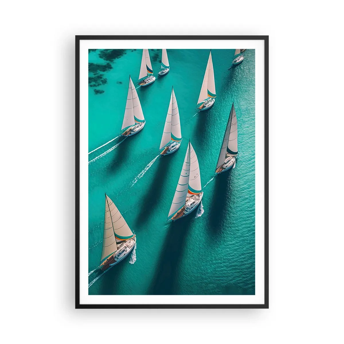 Poster în ramă neagră - Cursa cu vântul - 70x100 cm