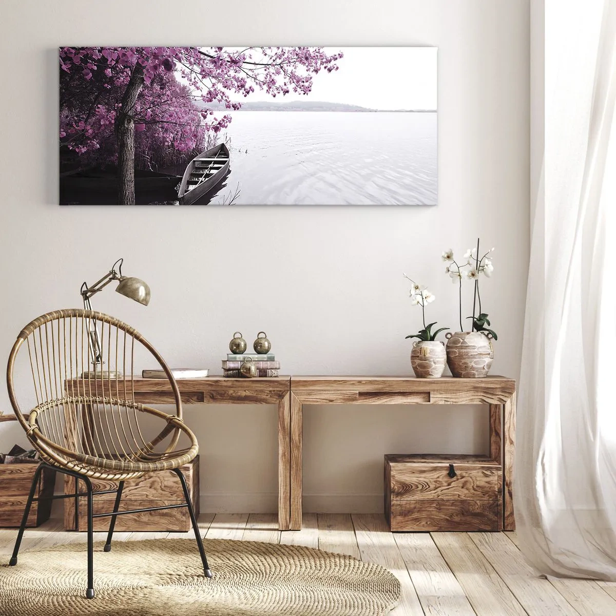 Tablou pe pânză - În tăcerea roz - 100x40 cm