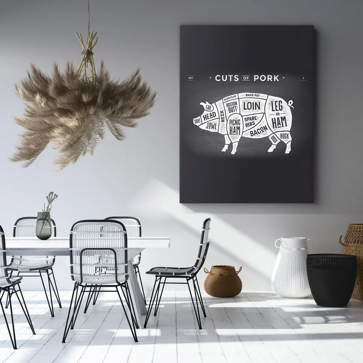 Tablou pe pânză - Abecedar de măcelar - 55x100 cm