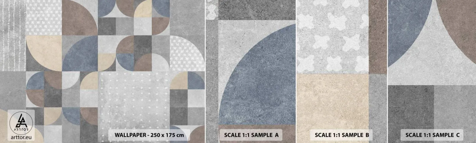 Mostră de Tapet Standard Eco - Fantezie ceramică - Abstracția, Bucată, Model geometric - 100x30 cm