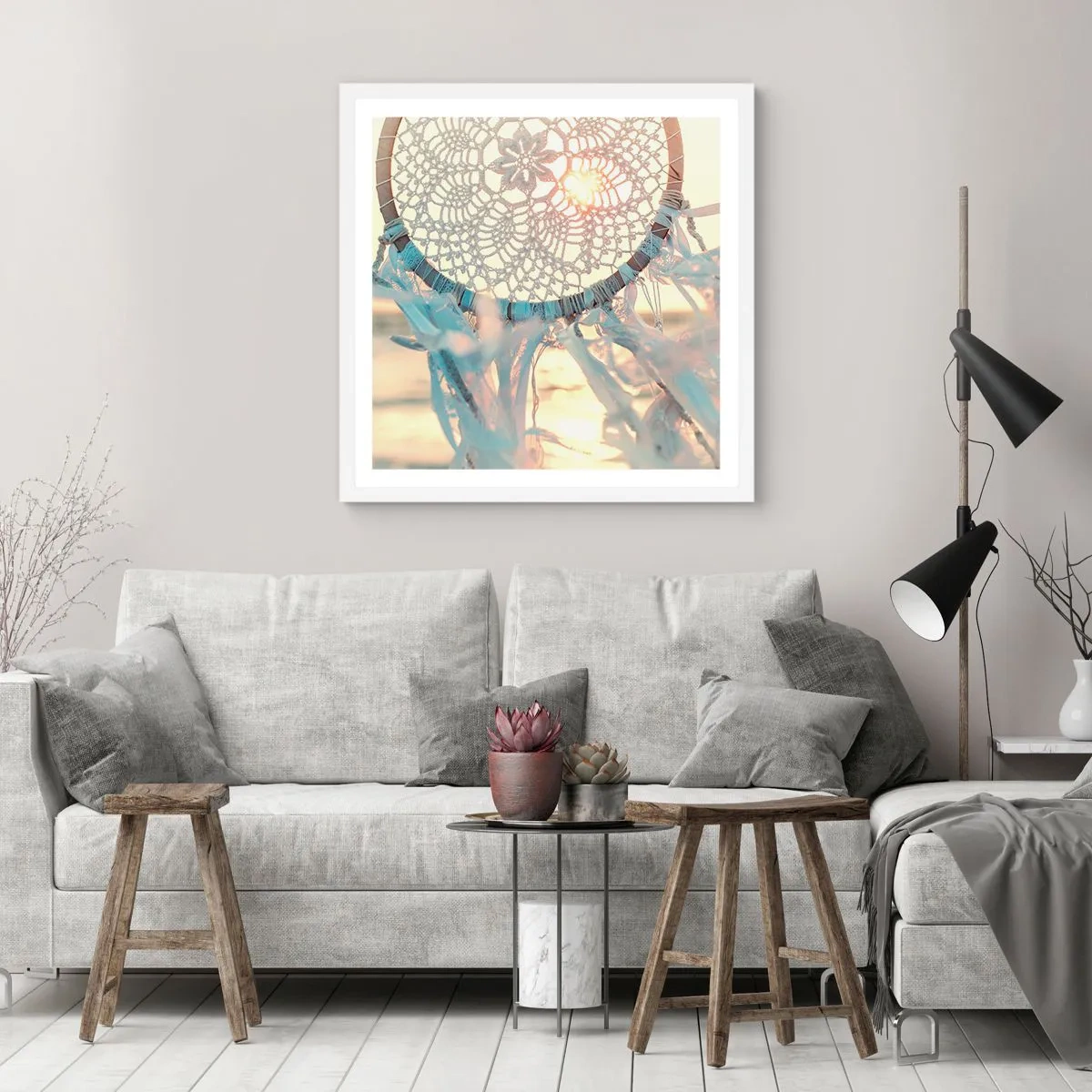 Poster în ramă albă - Totem de dantelă - 60x60 cm