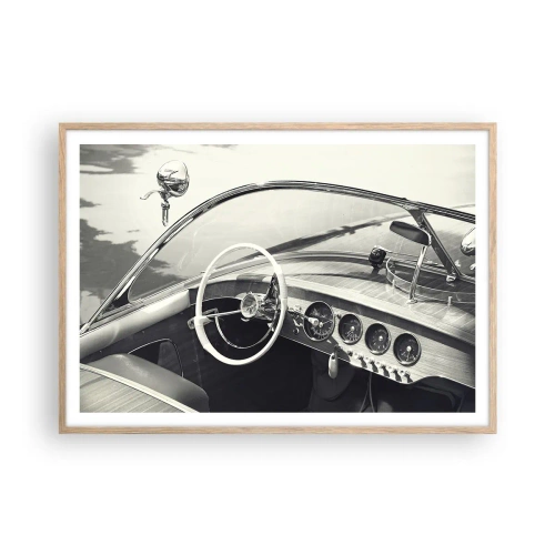 Poster în ramă de stejar deschis - E timpul pentru cei bogați - 100x70 cm