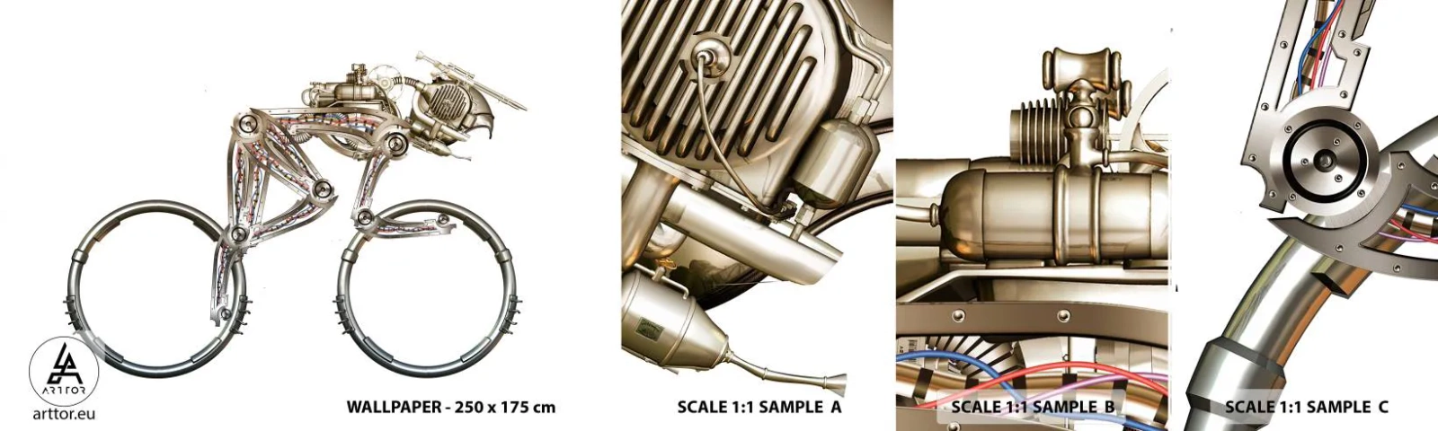 Mostră de Tapet Standard Eco - O mașină grozavă - Abstracția, Bicicleta, Grafică - 100x30 cm