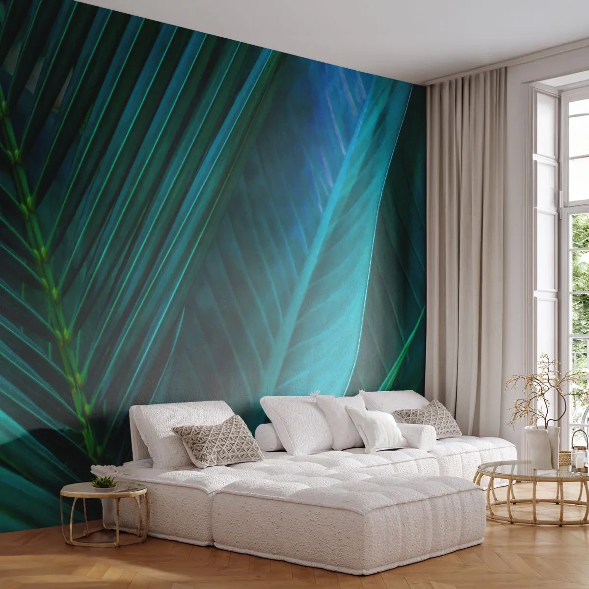 Tapet Premium Sand - Anatomia verdelui - Frunze verzi, Planta tropicala, Natură - 350x256 cm