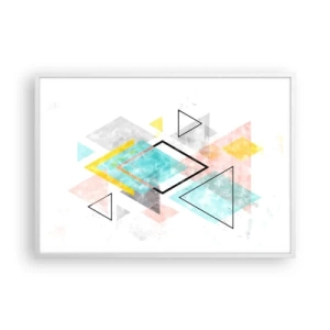 Poster în ramă albă - Joc geometric - 100x70 cm