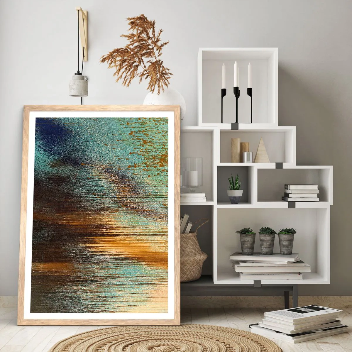 Poster în ramă de stejar deschis - O compoziție cromatică neaccidentală - 50x70 cm