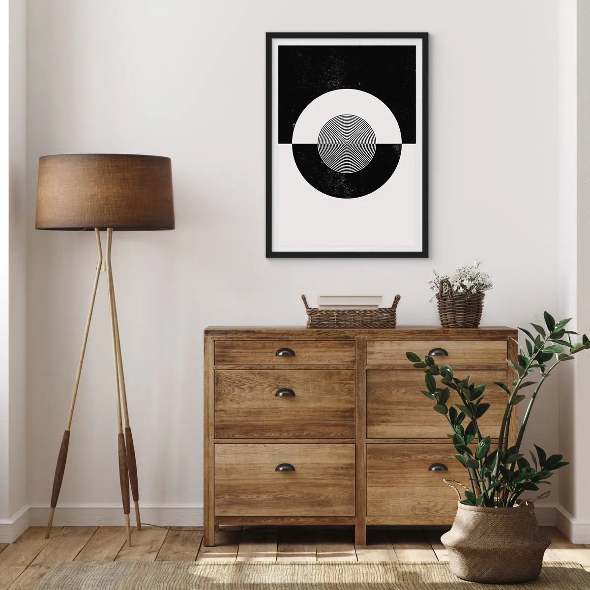 Poster în ramă neagră - Armonie în alb și negru - 40x50 cm