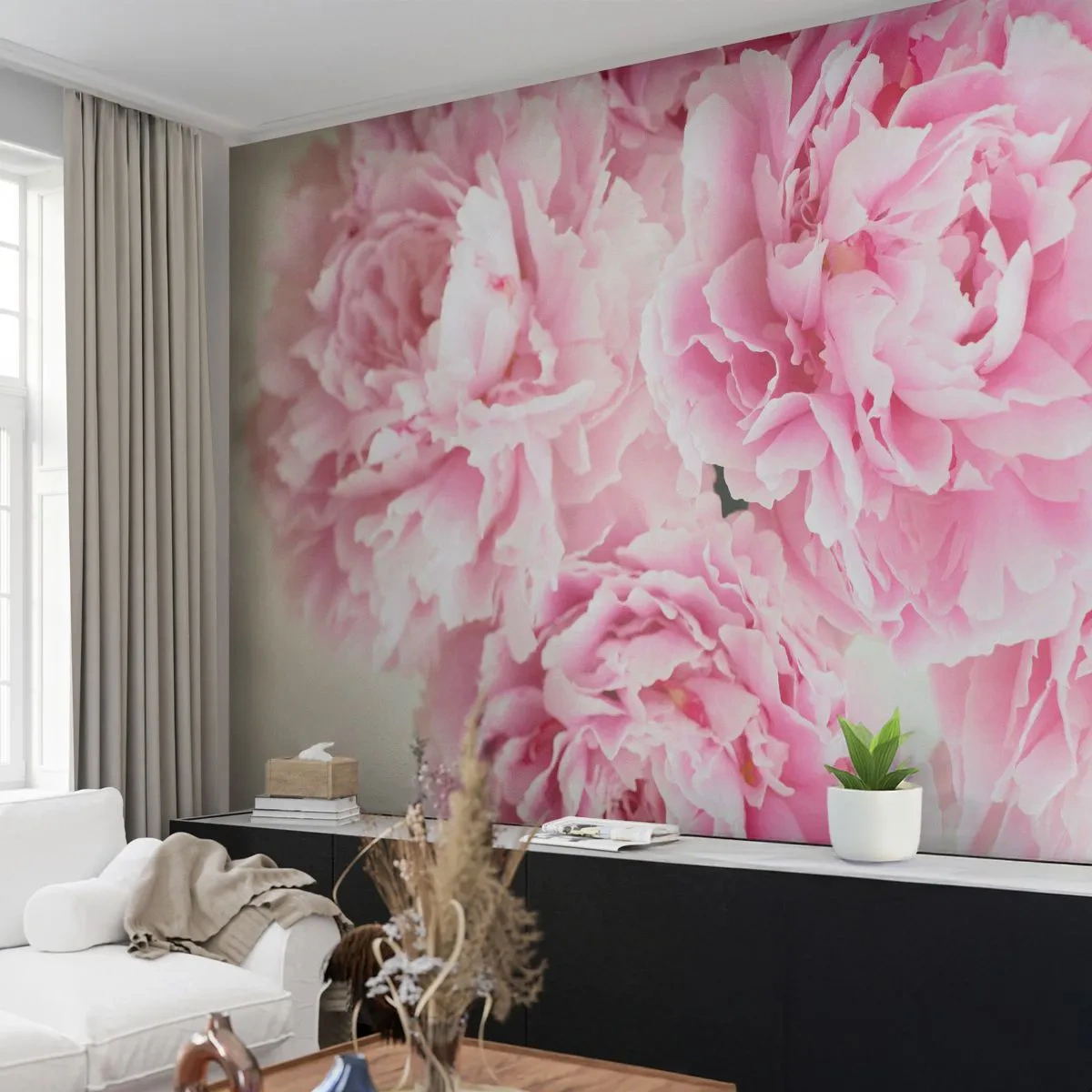 Tapet Premium Sand - În luxul roz - Bujori, Buchet de flori, Flori - 100x70 cm