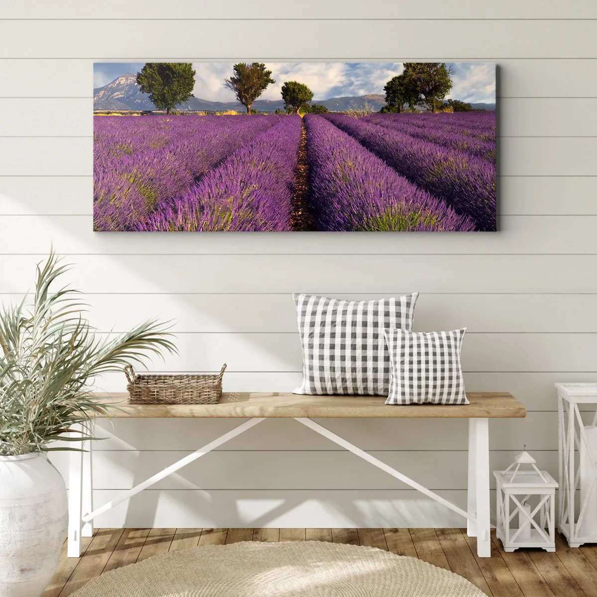 Tablou pe pânză - Câmpuri de lavandă - 100x40 cm