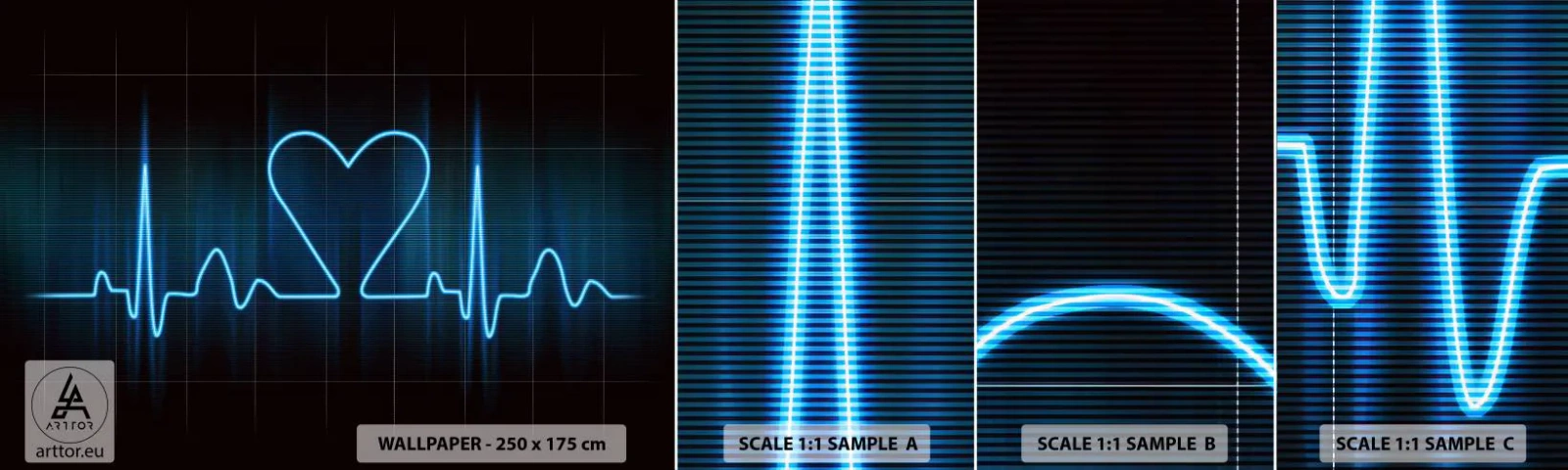 Mostră de Tapet Standard Eco - În ritmul inimii - Grafică, inima, Bucată - 100x30 cm