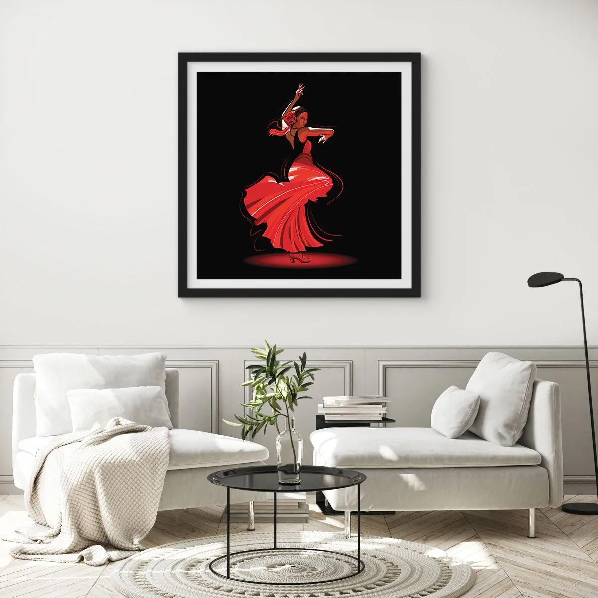 Poster în ramă neagră - Spiritul înflăcărat al flamenco-ului - 60x60 cm