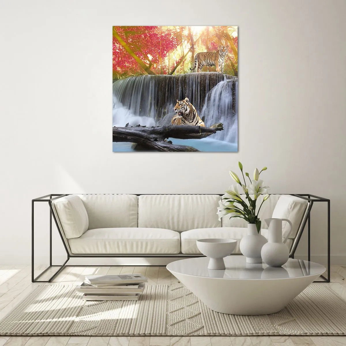 Tablou pe sticlă - Peisaj suprarealist    - 40x40 cm