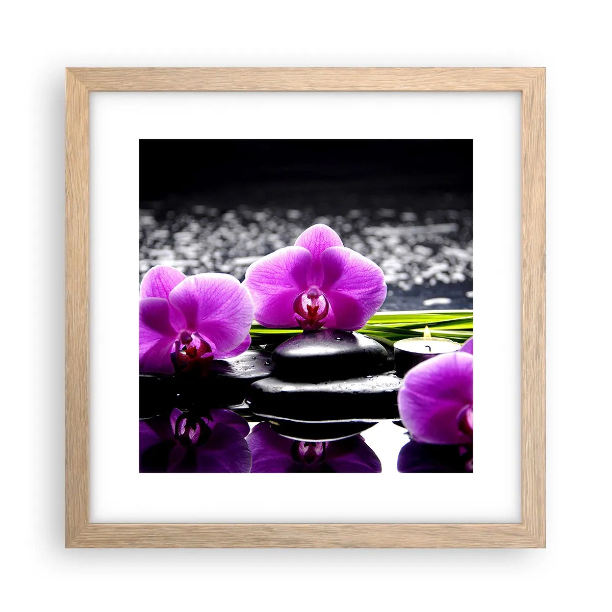 Poster în ramă de stejar deschis - Să te scufunzi în pace și liniște - 30x30 cm