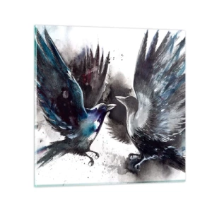 Tablou pe sticlă - Bătălia corbilor - 50x50 cm